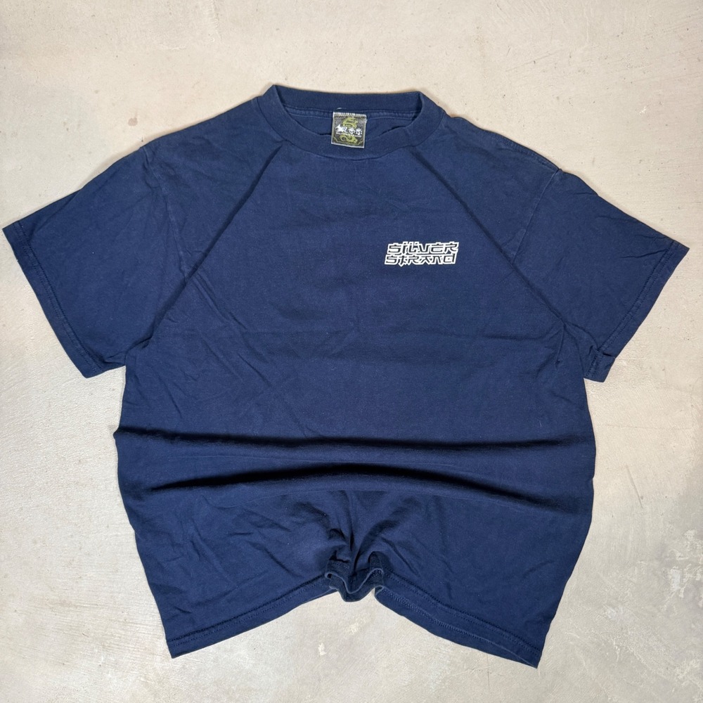 Silver Strand Mens Navy Blue Dragon surfwear Graphic T-Shirt Y2K Streetwear XL - Picture 3 of 5